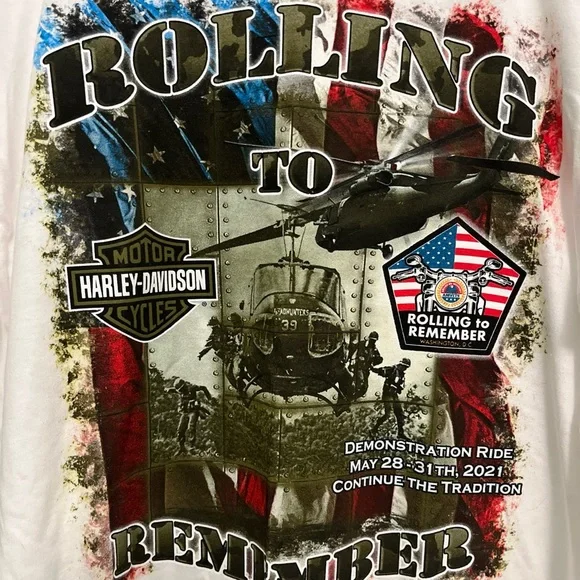 Harley-Davidson White 'Rolling to Remember' Tee - Picture 4 of 8